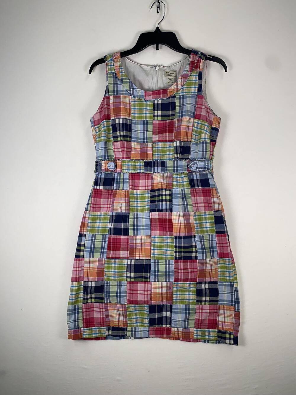 L.L. Bean Dress Womens 8 Multicolor Patchwork Sleeveless Knee Length Sundress